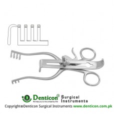 Henley Retractor Complete 3 x 4 Blunt Prongs - With 3 Central Blades Ref:- RT-840-19, RT-840-25 and RT-840-32 Stainless Steel, 16 cm - 6 1/4"